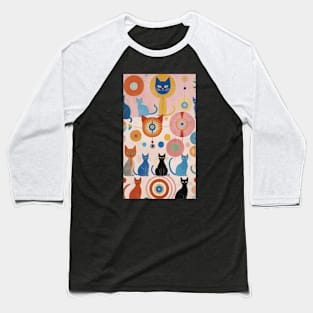 Hilma af Klint's Feline Dreamscape: Abstract Whimsy Baseball T-Shirt